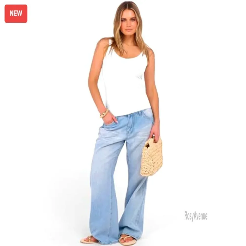 Ribbed V Neck Tank Top Women's Slim Fit Camisole Rayon Spaghetti Strap - Picture 7 of 8